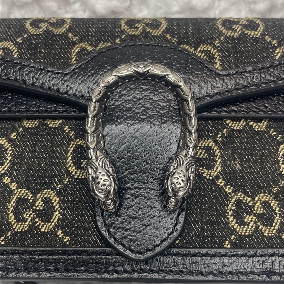Gucci GG Denim Monogram Super Mini Dionysus Shoulder Crossbody Bag Black 476432 - Picture 4 of 17